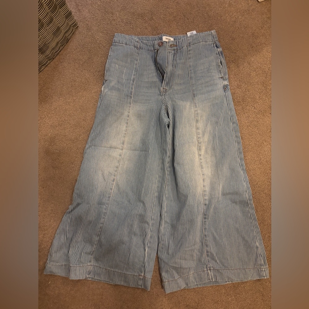 Kensie Blue Striped Wide Leg Jeans